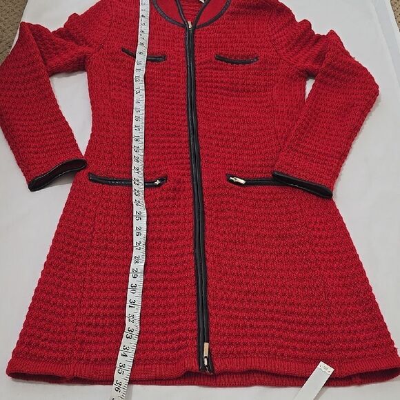 Boston Proper Red and Black Long Knit Cardigan with Zipper size small - Picture 6 of 10